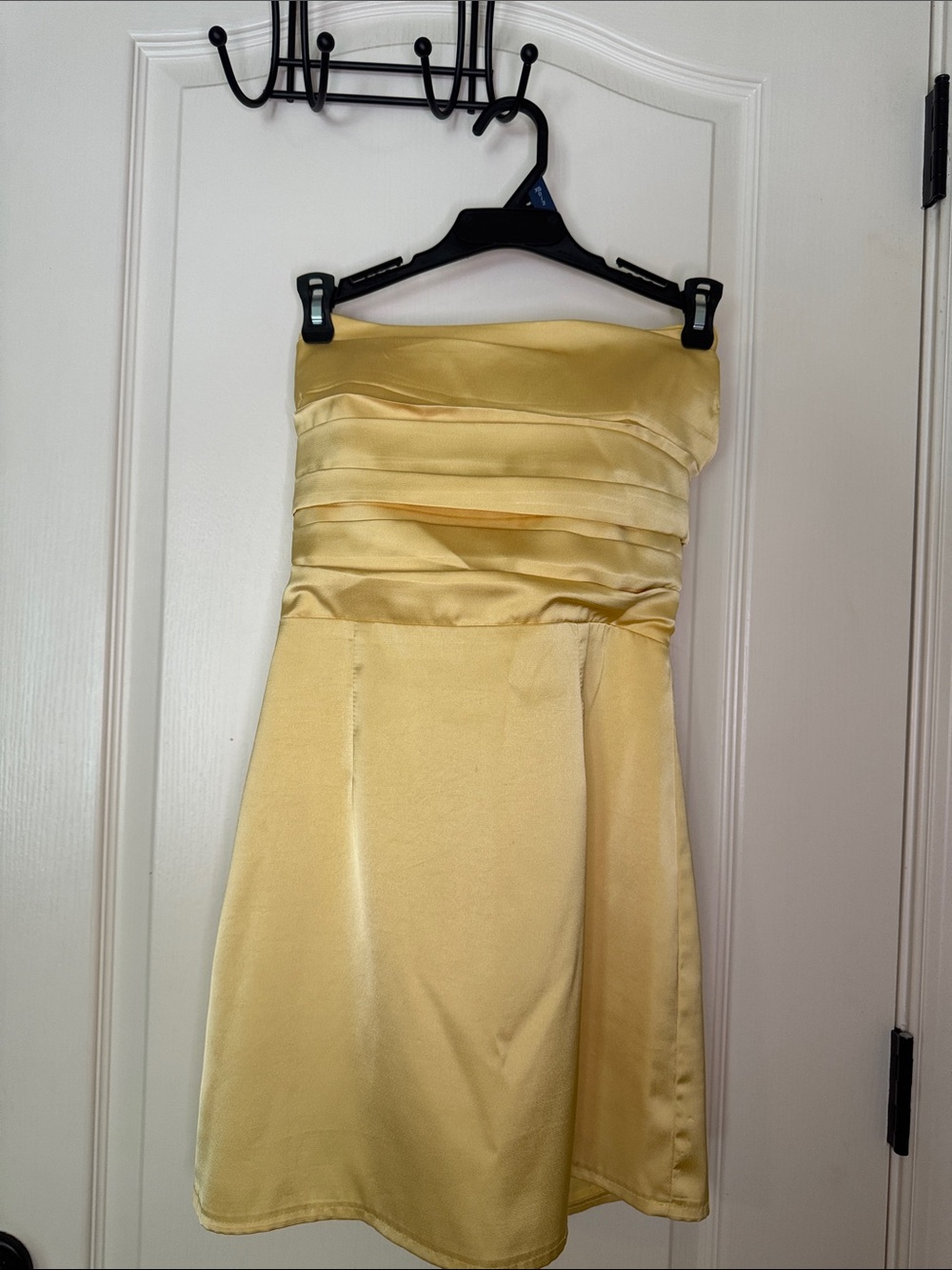 Strapless Satin Cocktail Dress in Lemon Yellow